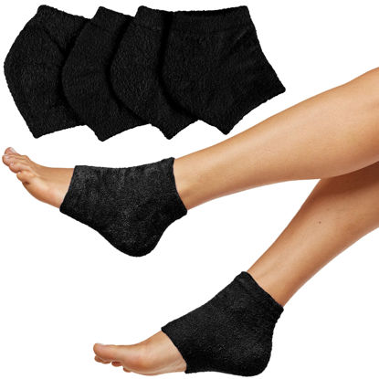 Picture of ZenToes Moisturizing Sleep Socks with Vitamin E, Olive Oil and Jojoba Seed Oil to Soften and Hydrate Dry Cracked Heels (Fuzzy Black, Regular)