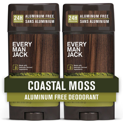 Picture of Every Man Jack Coastal Moss Men’s Deodorant - Stay Fresh with Aluminum Free Deodorant For all Skin Types - Odor Crushing, Long Lasting, with Naturally Derived Ingredients - 3oz