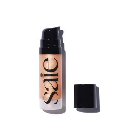 Picture of Saie Mini Glowy Super Gel Lightweight Illuminator - Luminizer + Makeup Primer for Glowing Skin - Enriched with Vitamin C + Hydrating Squalane Oil - Wear Alone or Under Makeup - Sunglow (0.5 oz)