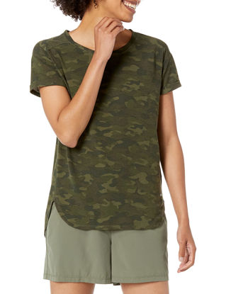 Picture of Amazon Essentials Women's Studio Relaxed-Fit Lightweight Crewneck T-Shirt (Available in Plus Size), Olive Camo, XX-Large