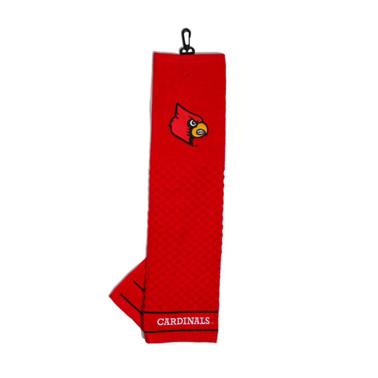 Picture of Team Golf NCAA Louisville Cardinals Embroidered Golf Towel Embroidered Golf Towel, Checkered Scrubber Design, Embroidered Logo