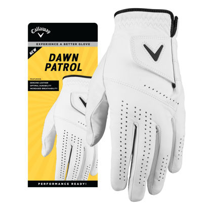 Picture of Callaway Golf Dawn Patrol Glove (Worn on Left Hand, White 2024, Medium/Large, Cadet (Short Fingers))