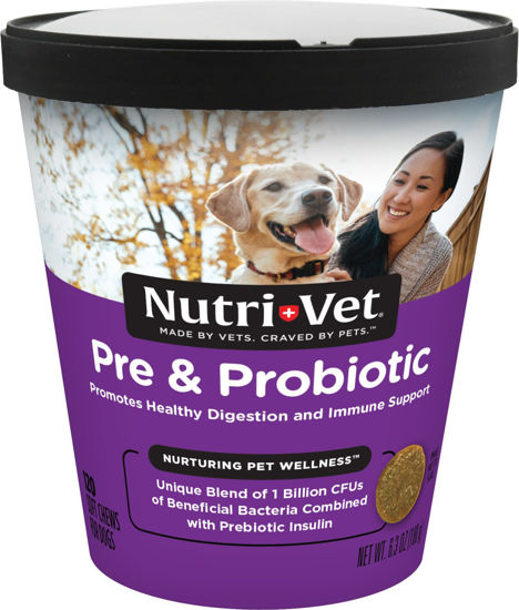 Picture of Nutri-Vet Pre and Probiotic Soft Chews for Dogs | Digestive Health Support | Tasty Alternative to Probiotic Powder | 120 Soft Chews