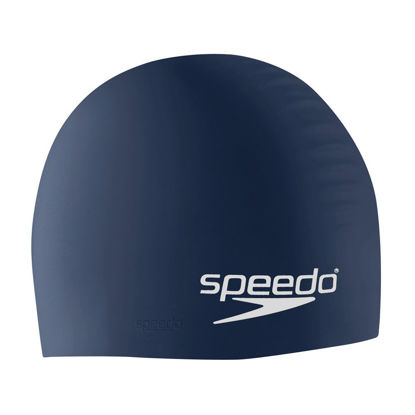 Picture of Speedo unisex adult Silicone Swim Cap, Navy, One Size US