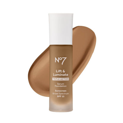 Picture of No7 Lift & Luminate Triple Action Serum Foundation - Bamboo - Liquid Foundation Makeup with SPF 15 for Dewy, Glowy Base - Radiant Serum Foundation for Mature Skin (30ml)