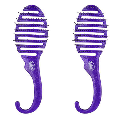 Picture of Wet Brush Shower Detangler Hair Brush - Purple Glitter - Ultra-Soft IntelliFlex Bristles with Hangable Design - Detangling Comb Protects Against Split Ends & Breakage - Pain-Free for Wet & (Pack of 2)