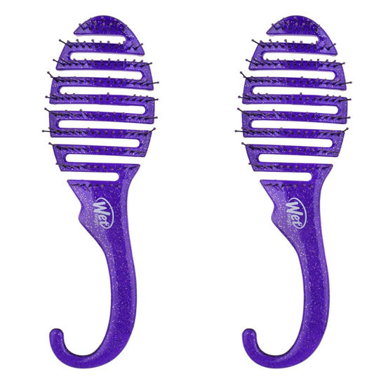 Picture of Wet Brush Shower Detangler Hair Brush - Purple Glitter - Ultra-Soft IntelliFlex Bristles with Hangable Design - Detangling Comb Protects Against Split Ends & Breakage - Pain-Free for Wet & (Pack of 2)