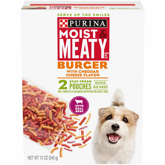 Picture of Purina Moist & Meaty Dry Dog Food, Burger with Cheddar Cheese Flavor - 2 ct. Pouch