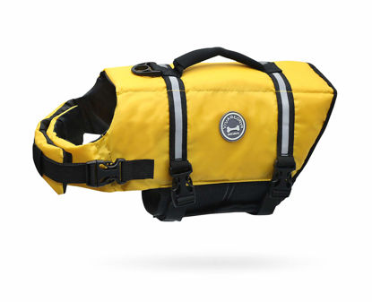 Picture of VIVAGLORY Ripstop Dog Life Jacket for Small Medium Large Dogs Boating, Dog Swimming Vest with Enhanced Buoyancy & Visibility, Yellow