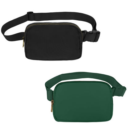 Picture of VOROLO Waist Pack for Running Fanny Pack for Women and Men Crossbody Belt Bag Bum Bag with Adjustable Strap for Sports Black+Deep Green