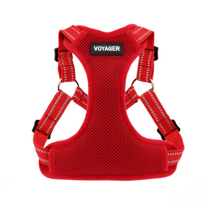 Picture of Best Pet Supplies Voyager Adjustable Dog Harness with Reflective Stripes for Walking, Jogging, Heavy-Duty Full Body No Pull Vest with Leash D-Ring, Breathable All-Weather - Harness (Red), XS