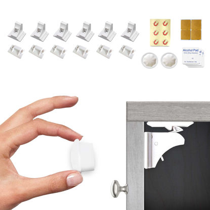 Picture of Eco-Baby Magnetic Cabinet Locks for Babies - Magnetic Baby Proofing Cabinet Locks, Child Locks for Cabinets Drawers Doors Kitchen - Easy Installation No Tools Required (6 Pack and 2 Keys)