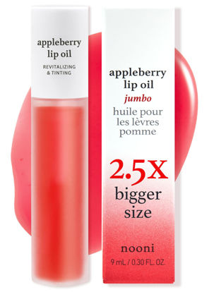 Picture of NOONI Korean Lip Oil - Appleberry Jumbo | Lip Stain, Gift, Long-Lasting, Moisturizing, Plumping, Revitalizing, and Tinting for Dry Lips with Raspberry Fruit Extract, 0.30 Fl Oz