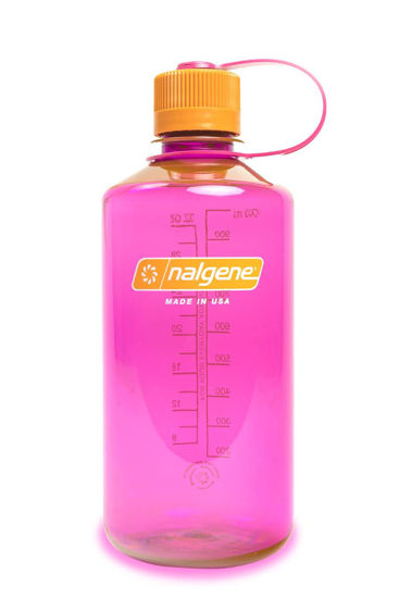 Picture of Nalgene Sustain Tritan BPA-Free Water Bottle Made with Material Derived from 50% Plastic Waste, 32 OZ, Narrow Mouth, Flamingo Pink