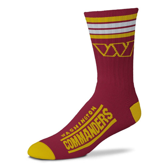 Picture of For Bare Feet NFL Washington Commanders 4 Stripe Deuce Crew Sock Team Color LARGE