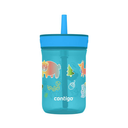 Picture of Contigo Kids’ Leighton Straw Tumbler with Spill-Proof Leak-Proof Lid, 14oz, Juniper/Blue Forest