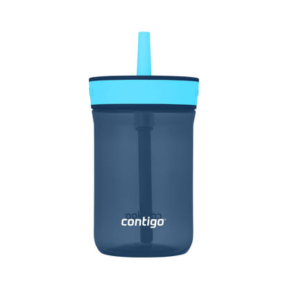 Picture of Contigo Kids’ Leighton Straw Tumbler with Spill-Proof Leak-Proof Lid, 14oz, Blueberry/Blue Raspberry