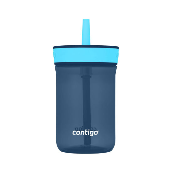 Picture of Contigo Kids’ Leighton Straw Tumbler with Spill-Proof Leak-Proof Lid, 14oz, Blueberry/Blue Raspberry