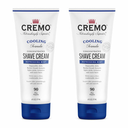 Picture of Cremo Barber Grade Cooling Shave Cream, Astonishingly Superior Ultra-Slick Shaving Cream Fights Nicks, Cuts And Razor Burn, 6 Fl Oz (2 Pack), WHITE