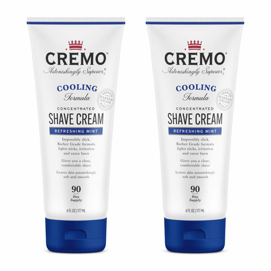 Picture of Cremo Barber Grade Cooling Shave Cream, Astonishingly Superior Ultra-Slick Shaving Cream Fights Nicks, Cuts And Razor Burn, 6 Fl Oz (2 Pack), WHITE