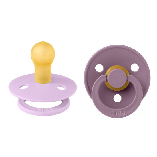 Picture of BIBS Pacifiers | Natural Rubber Baby Pacifier | Set of 2 BPA-Free Soothers | Made in Denmark | Violet Sky/Mauve 6+ Months (Pack of 2)