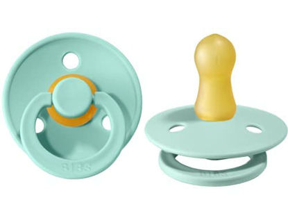 Picture of BIBS Pacifiers | Natural Rubber Baby Pacifier | Set of 2 BPA-Free Soothers | Made in Denmark | Mint | Size 0-6 Months