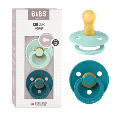 Picture of BIBS Pacifiers | BPA-Free Natural Rubber Baby Pacifier | Made in Denmark | Nordic Mint/Forest Lake 2-Pack (6-18 Months)