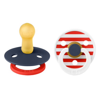 Picture of BIBS Pacifiers | Natural Rubber Baby Pacifier | Set of 2 BPA-Free Soothers | Made in Denmark | Stars and Stripes 0+ Months (Pack of 2)