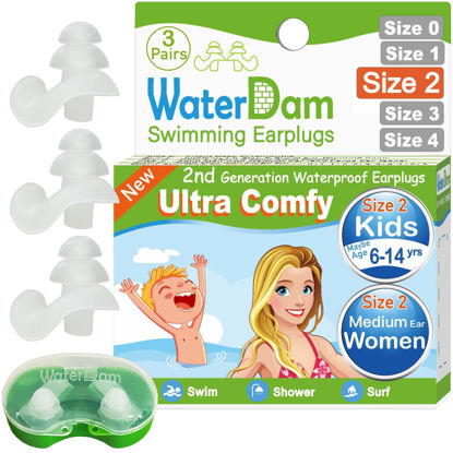 Picture of WaterDam Swimming Ear Plugs Great Waterproof Ultra Comfy Earplugs Prevent Swimmer's Ear