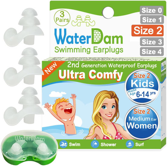 Picture of WaterDam Swimming Ear Plugs Great Waterproof Ultra Comfy Earplugs Prevent Swimmer's Ear