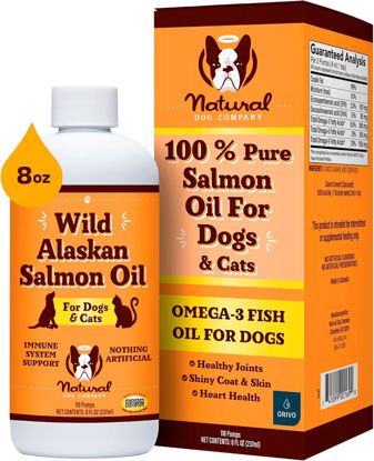 Picture of Natural Dog Company Pure Wild Alaskan Salmon Oil for Dogs (8oz) Skin & Coat Supplement for Dogs, Dog Oil for Food with Essential Fatty Acids, Fish Oil Pump for Dogs, Omega 3 Fish Oil for Dogs