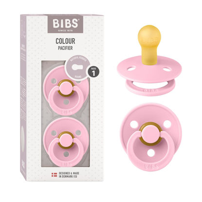 Picture of BIBS Pacifiers | Natural Rubber Baby Pacifier | Set of 2 BPA-Free Soothers | Made in Denmark | Baby Pink | Size 0-6 Months