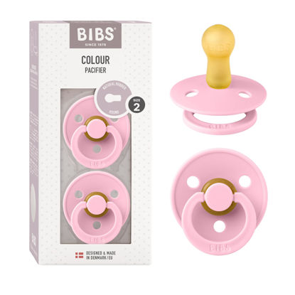 Picture of BIBS Pacifiers | Natural Rubber Baby Pacifier | Set of 2 BPA-Free Soothers | Made in Denmark | Baby Pink | Size 6-18 Months