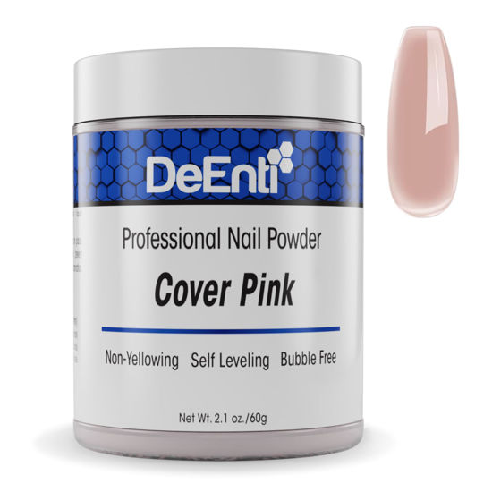 Picture of DeEnti Acrylic Nail Powder, 2oz Cover Pink Acrylic Powder Dip for Nails, Long Lasting Salon Quality, Bubble Free Professional Nail Powder for Manicure Nail Art, Fake Nails, Nail Carving & Extensions