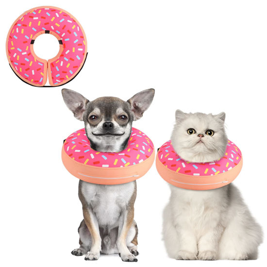 Picture of Supet Inflatable Dog Cone Collar for Medium Small Dogs, Soft Cone Collar for Dogs Cats, E Collar Dog Neck Donut Dog Puppy Doggie Cone Alternative After Surgery