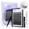 Picture of BEYELIAN 168 Pcs Lash Extension Kit - D+ Curl 10-16mm Clusters with Bond, Seal, Remover and Applicator - DIY Lash Extensions for Easy At-Home Application (Style3, Black)