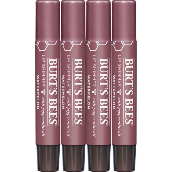 Picture of Burt's Bees Shimmer Lip Tint Easter Basket Stuffers, Tinted Lip Balm Stick, Moisturizing for All Day Hydration with Natural Origin Glowy Pigmented Finish & Buildable Color, Watermelon (4-Pack)