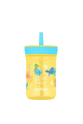 Picture of Contigo Kids’ Leighton Straw Tumbler with Spill-Proof Leak-Proof Lid, 14oz, Pineapple/Dinos