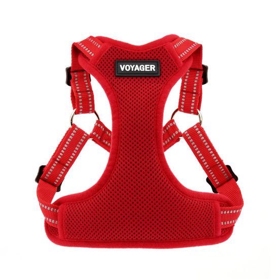 Picture of Best Pet Supplies Voyager Adjustable Dog Harness with Reflective Stripes for Walking, Jogging, Heavy-Duty Full Body No Pull Vest with Leash D-Ring, Breathable All-Weather - Harness (Red), S