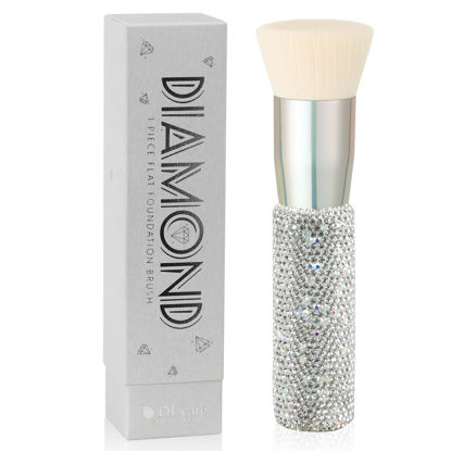 Picture of DUcare Rhinestone Foundation brush Diamond Bling Makeup Tanning Brush Flat Top Kabuki Brush, Synthetic Professional Liquid Blending Mineral Powder Makeup Tools