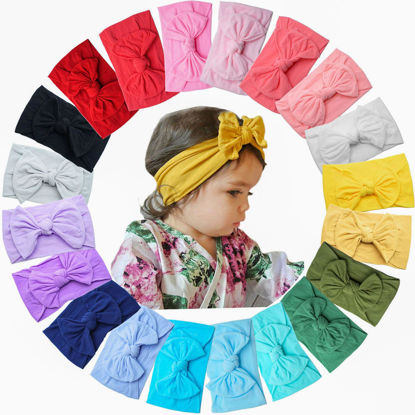 Picture of CÉLLOT 20 Colors Super Stretchy Soft Knot Baby Girl Headbands with Hair Bows Nylon Head Wrap For Newborn Baby Girls Infants Toddlers Kids