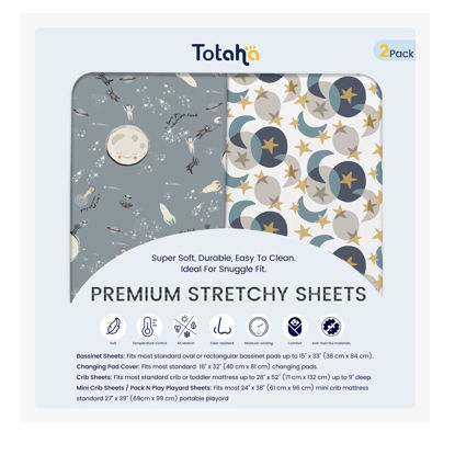 Picture of TotAha Space Changing Table Cover, Super Stretchy Jersey Star Changing Pad Cover, Buttery Soft Diaper Changing Pad Cover Fit 32x16 Changing Pads