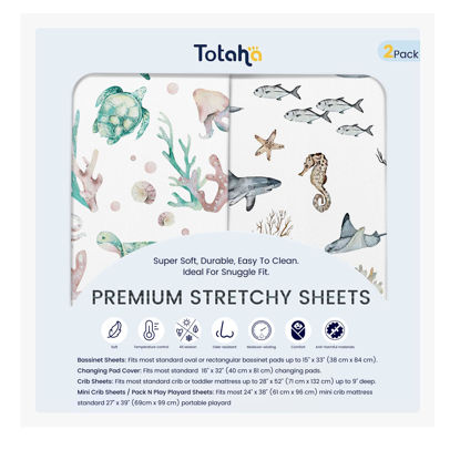 Picture of TotAha Changing Pad Cover, Buttery Soft Diaper Changing Pad Covers for Girls Boys, Super Stretchy Jersey Knit Changing Table Covers, 5'' Deep Pocket, 2 Pack