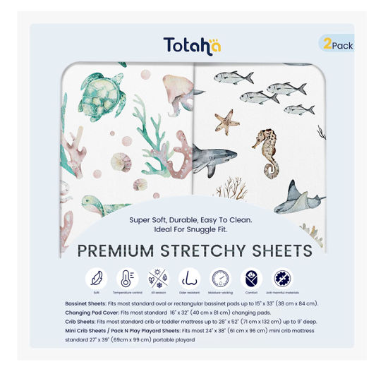 Picture of TotAha Changing Pad Cover, Buttery Soft Diaper Changing Pad Covers for Girls Boys, Super Stretchy Jersey Knit Changing Table Covers, 5'' Deep Pocket, 2 Pack