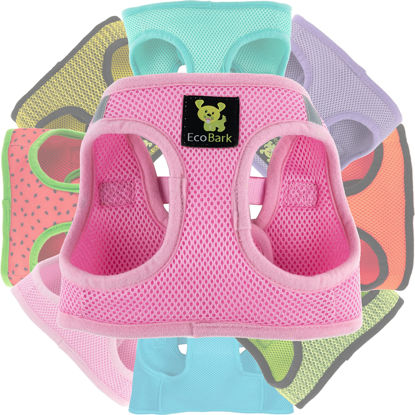 Picture of EcoBark Step in Dog Harness - Eco-Friendly Dog Halter Harness for XS, Small, & Medium Breed Dogs - Soft Luxurious Mesh - Reflective and Adjustable - Dog Body Chest Harness Vest (Baby Pink, Medium)