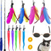 Picture of ZPH Cat Toys Interactive for Indoor Cats,2PCS Retractable Cat Wand Toys,9PCS Teaser Toys&1PCS Cat Eyeglasses Cat Toy,Interactive Feather Toy for Teaser Play and Chase Exercise with Kitten