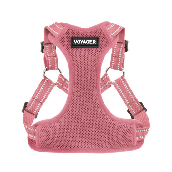 Picture of Best Pet Supplies Voyager Adjustable Dog Harness with Reflective Stripes for Walking, Jogging, Heavy-Duty Full Body No Pull Vest with Leash D-Ring, Breathable All-Weather - Harness (Pink), L