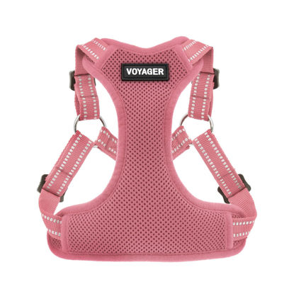 Picture of Best Pet Supplies Voyager Adjustable Dog Harness with Reflective Stripes for Walking, Jogging, Heavy-Duty Full Body No Pull Vest with Leash D-Ring, Breathable All-Weather - Harness (Pink), M