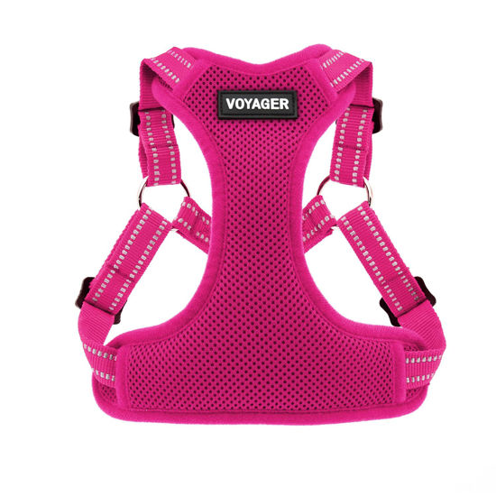 Picture of Best Pet Supplies Voyager Adjustable Dog Harness with Reflective Stripes for Walking, Jogging, Heavy-Duty Full Body No Pull Vest with Leash D-Ring, Breathable All-Weather - Harness (Fuchsia), L