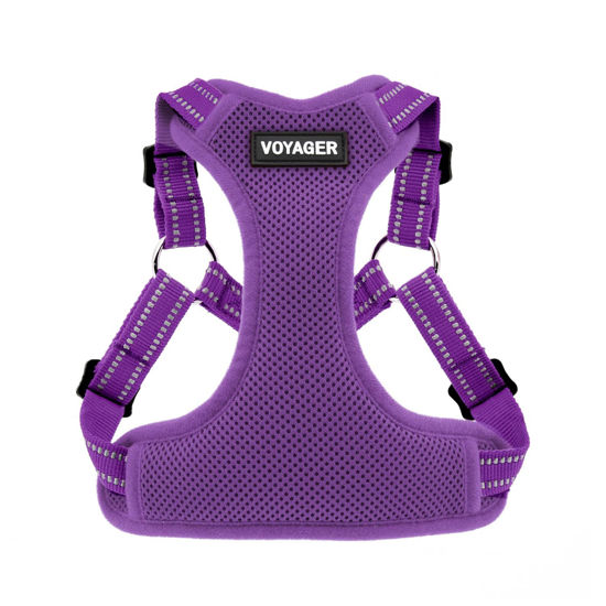 Picture of Best Pet Supplies Voyager Adjustable Dog Harness with Reflective Stripes for Walking, Jogging, Heavy-Duty Full Body No Pull Vest with Leash D-Ring, Breathable All-Weather - Harness (Purple), S